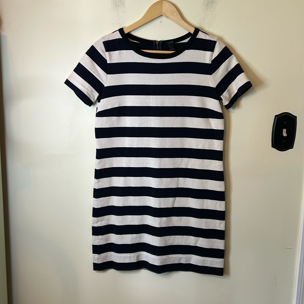 J. Crew Navy and White Stripe Mini Dress Size XS